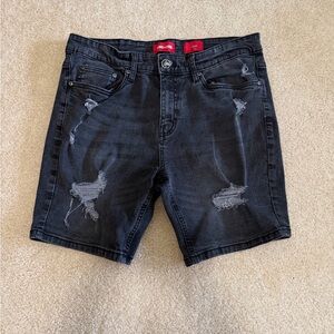 Ring of Fire Women’s Slim Fit Distressed Black Jean Shorts Size 34